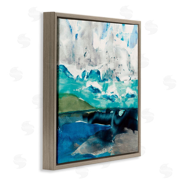 Stupell Industries Jeff Iorillo | Coastal Landscape Abstraction Flowing Blue Ocean Sky Wall Art