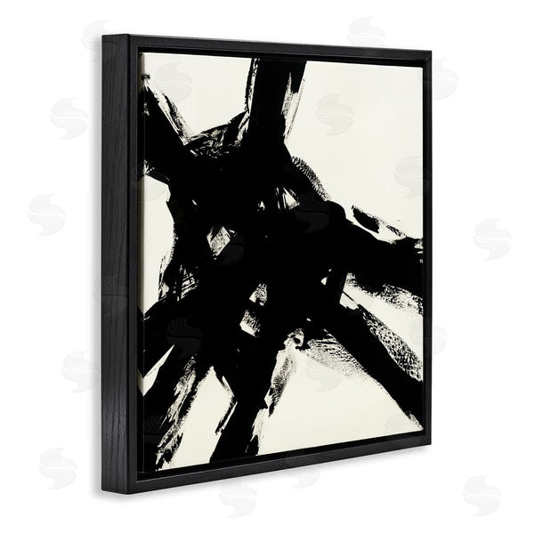 Stupell Industries Jeff Iorillo | Dominant Black Brushstrokes Over Beige Abstraction