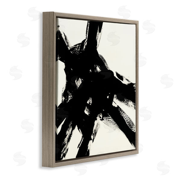 Stupell Industries Jeff Iorillo | Dominant Black Brushstrokes Over Beige Abstraction