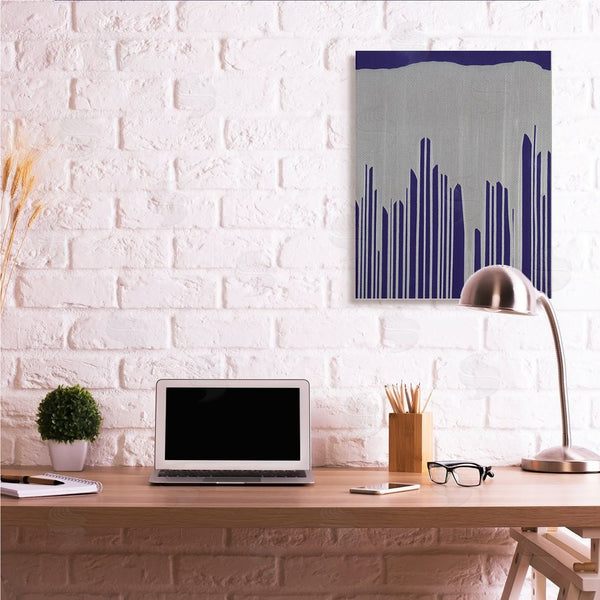 Stupell Industries Jeff Iorillo | Industrial Cityscape Abstract Urban Environment Silver Blue Wall Art