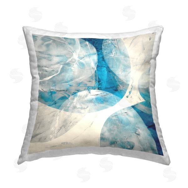 stupell industries Jeff Iorillo | Overlapping Blue Abstract Shapes Printed Throw Pillow