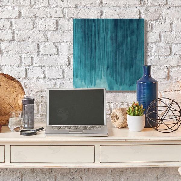 Stupell Industries Jeff Iorillo | Tranquil Cool Blue Paint Drip Dark Abstraction Wall Art