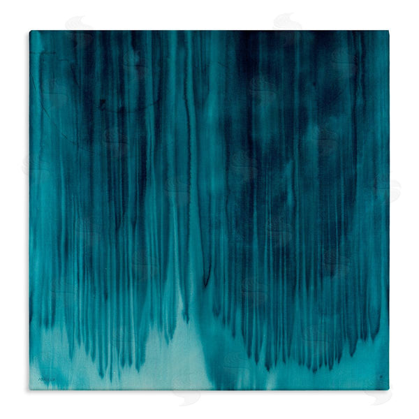 stupell industries Jeff Iorillo | Tranquil Cool Blue Paint Drip Dark Abstraction Wall Art