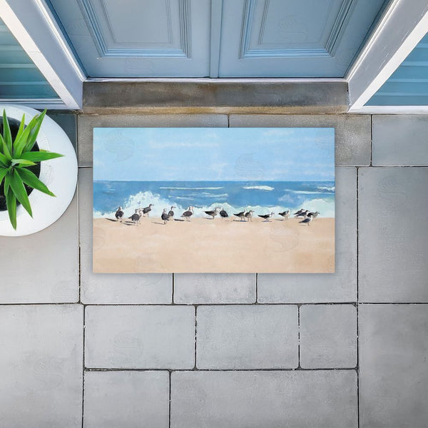 Stupell Industries Jeff Pica | Sunny Beach Day Birds Non-Woven Door Mat