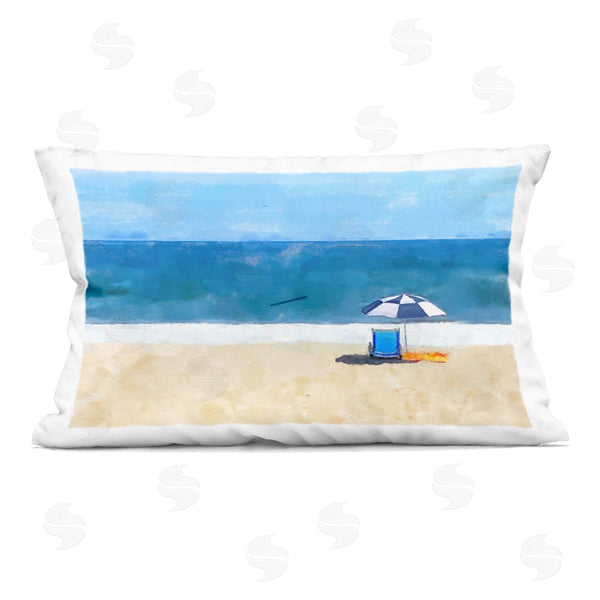 stupell industries Jeff Pica | Sunny Beach Day Chair Printed Throw Pillow