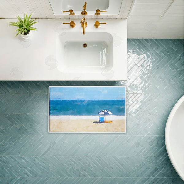 Stupell Industries Jeff Pica | Sunny Beach Day Seat Plush Bath Mat