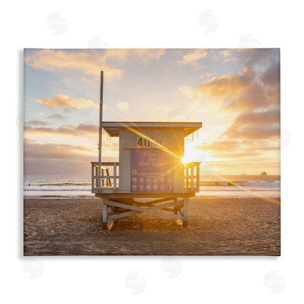 stupell industries Jeff Poe Photography | Beach Hut Summer Sunlight Rays Sandy Coast Wall Art