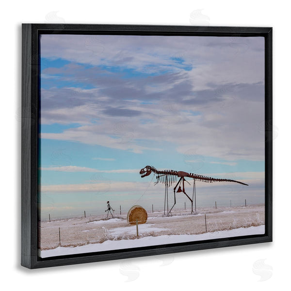Stupell Industries Jeff Poe Photography | Person Walking Dinosaur Skeleton Beach Sand Dunes Wall Art