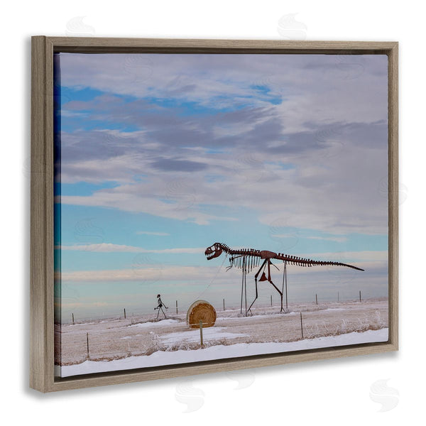 Stupell Industries Jeff Poe Photography | Person Walking Dinosaur Skeleton Beach Sand Dunes Wall Art