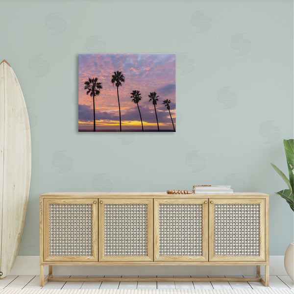 Stupell Industries Jeff Poe Photography | Purple Cloudy Sunset Tall Palm Tree Silhouettes Wall Art