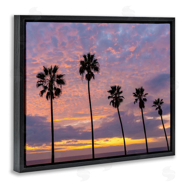 Stupell Industries Jeff Poe Photography | Purple Cloudy Sunset Tall Palm Tree Silhouettes Wall Art
