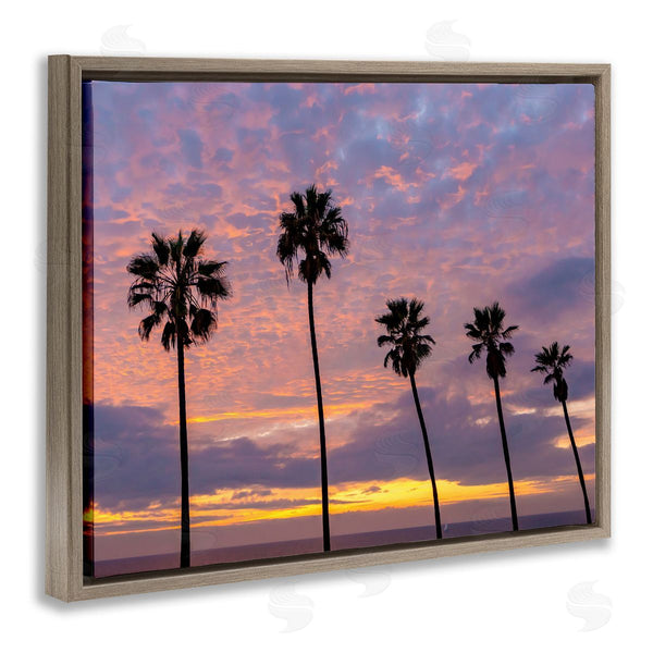 Stupell Industries Jeff Poe Photography | Purple Cloudy Sunset Tall Palm Tree Silhouettes Wall Art