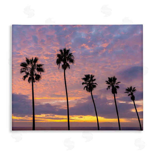 stupell industries Jeff Poe Photography | Purple Cloudy Sunset Tall Palm Tree Silhouettes Wall Art