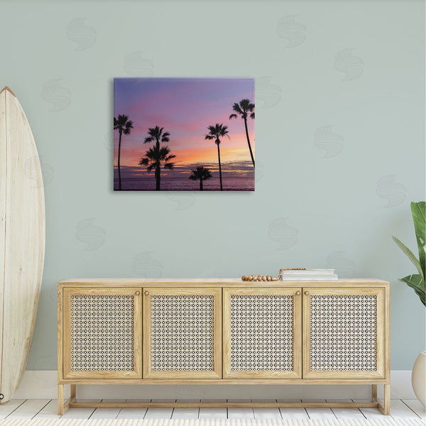 Stupell Industries Jeff Poe Photography | Purple Sunrise Sky Tall Palm Trees Silhouettes Wall Art