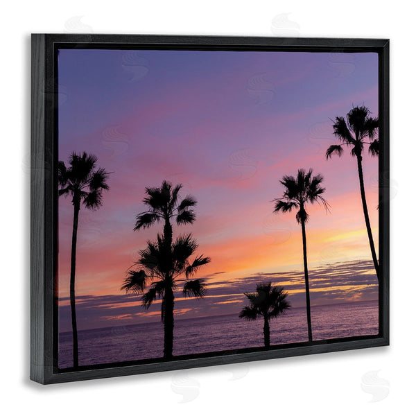 Stupell Industries Jeff Poe Photography | Purple Sunrise Sky Tall Palm Trees Silhouettes Wall Art
