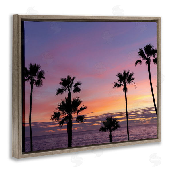 Stupell Industries Jeff Poe Photography | Purple Sunrise Sky Tall Palm Trees Silhouettes Wall Art