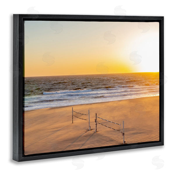 Stupell Industries Jeff Poe Photography | Radiant Sunset Beach Volleyball Nets Ocean Shoreline Wall Art