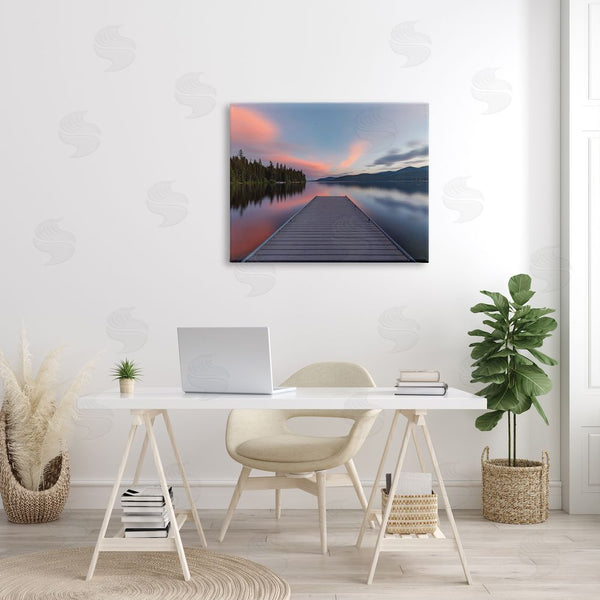 Stupell Industries Jeff Poe Photography | Serene Lake Dock Quiet Pink Sunrise Reflection Wall Art