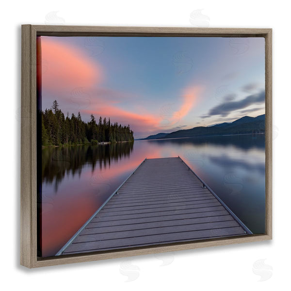 Stupell Industries Jeff Poe Photography | Serene Lake Dock Quiet Pink Sunrise Reflection Wall Art