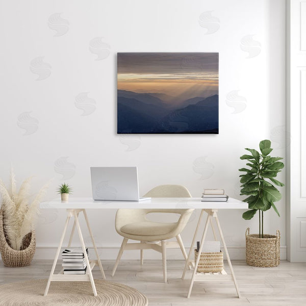 Stupell Industries Jeff Poe Photography | Sun Rays Peeking Through Clouds Mountain Peaks Wall Art