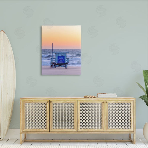 Stupell Industries Jeff Poe Photography | Tranquil Orange Sunset Beach Hut Ocean Shore Wall Art