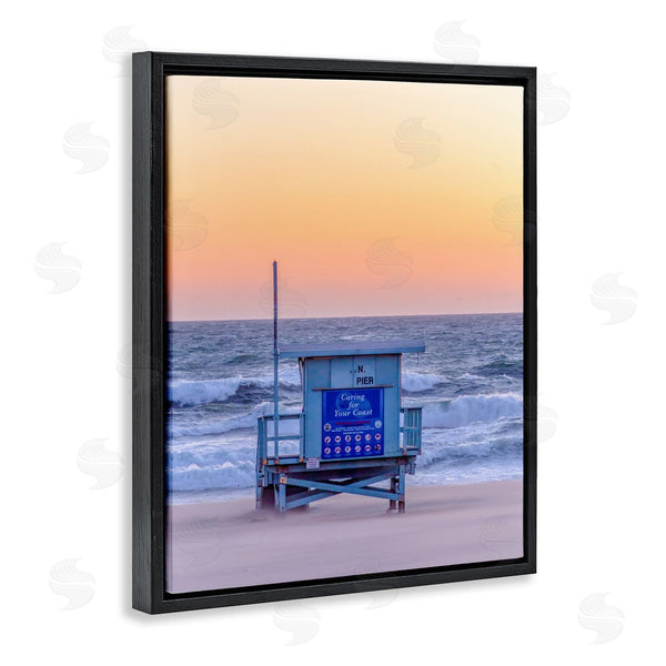 Stupell Industries Jeff Poe Photography | Tranquil Orange Sunset Beach Hut Ocean Shore Wall Art