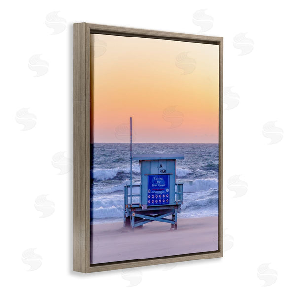 Stupell Industries Jeff Poe Photography | Tranquil Orange Sunset Beach Hut Ocean Shore Wall Art