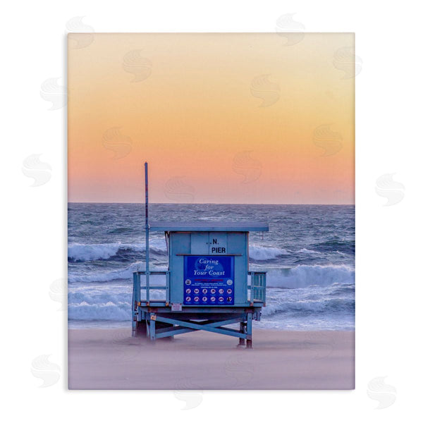 stupell industries Jeff Poe Photography | Tranquil Orange Sunset Beach Hut Ocean Shore Wall Art
