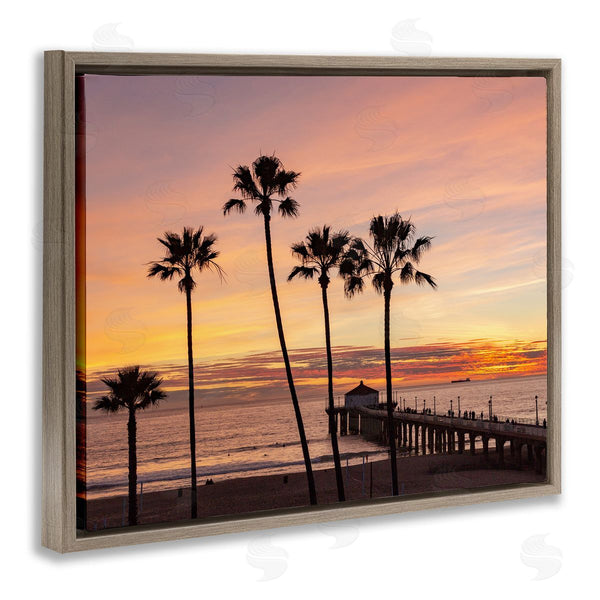 Stupell Industries Jeff Poe Photography | Tropical Palm Tree Sunset Summer Pier Docks Wall Art