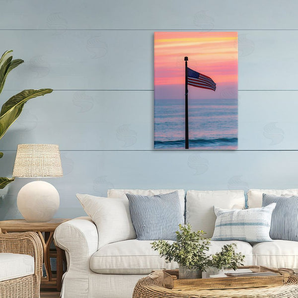 Stupell Industries Jeff Poe Photography | USA Flag Against Sunset Wall Art