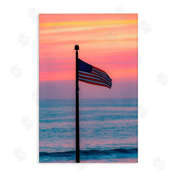 stupell industries Jeff Poe Photography | USA Flag Against Sunset Wall Art