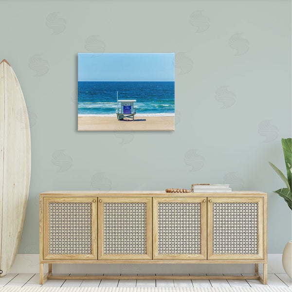 Stupell Industries Jeff Poe Photography | Vivid Blue Beach Water Waves Coastline Hut Wall Art