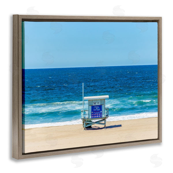 Stupell Industries Jeff Poe Photography | Vivid Blue Beach Water Waves Coastline Hut Wall Art