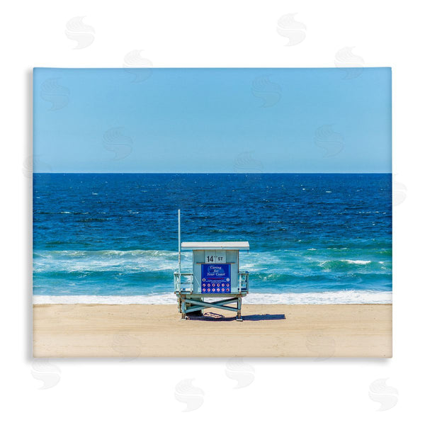 stupell industries Jeff Poe Photography | Vivid Blue Beach Water Waves Coastline Hut Wall Art