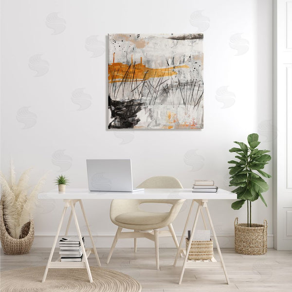 Stupell Industries Jeffrey Tover | Chaotic Linework Abstraction Busy Black Grey Orange Wall Art