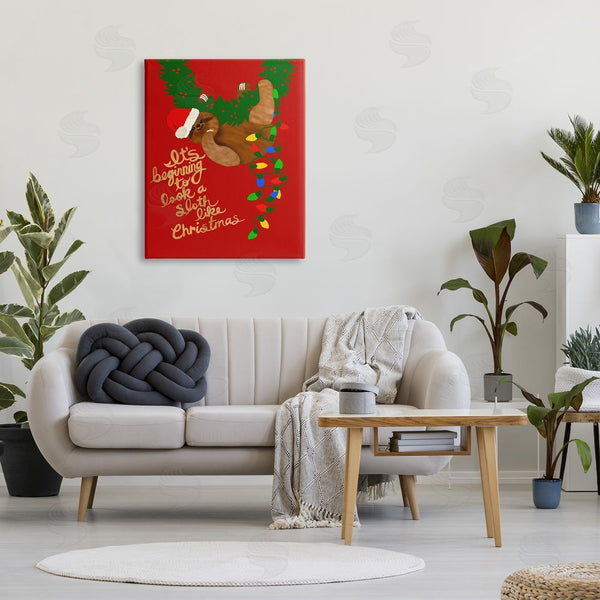 Stupell Industries Jen Bucheli | A Sloth Like Christmas Festive Winter Holiday Pun Wall Art
