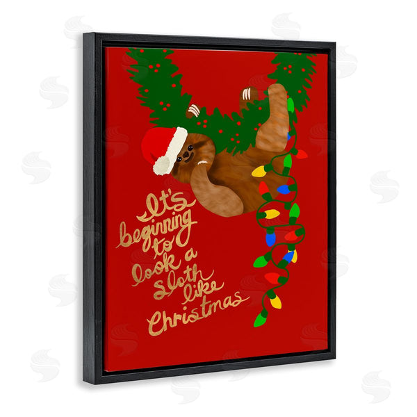 Stupell Industries Jen Bucheli | A Sloth Like Christmas Festive Winter Holiday Pun Wall Art
