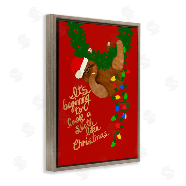Stupell Industries Jen Bucheli | A Sloth Like Christmas Festive Winter Holiday Pun Wall Art
