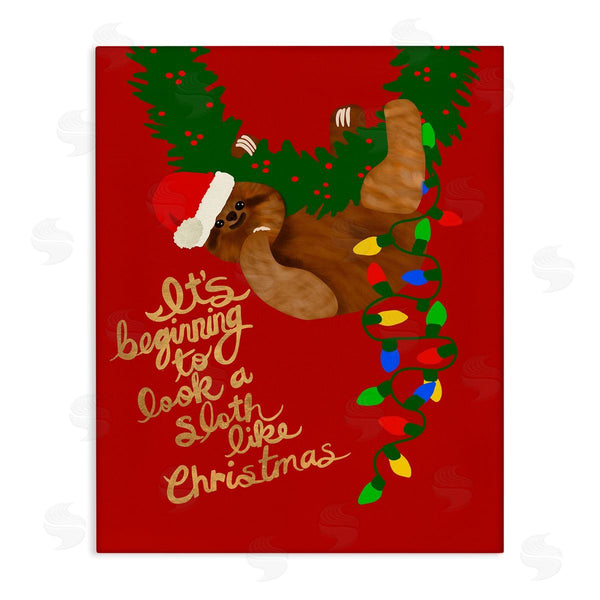 stupell industries Jen Bucheli | A Sloth Like Christmas Festive Winter Holiday Pun Wall Art