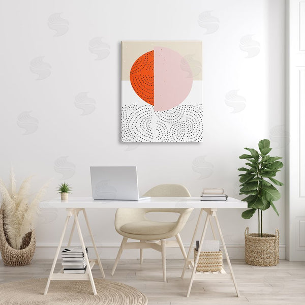 Stupell Industries Jen Bucheli | Asymmetrical Sun Horizon Geometric Abstraction Dotted Lines Wall Art