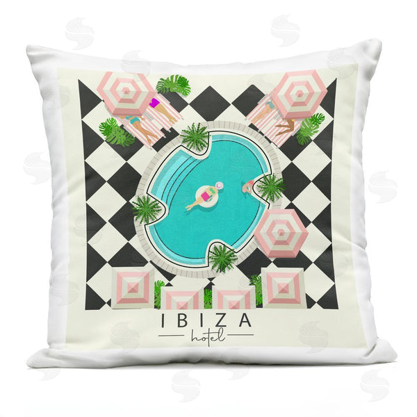 Stupell Industries Jen Bucheli | Ibiza Hotel Vacation Throw Pillow