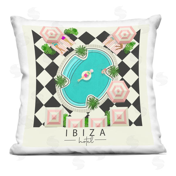 stupell industries Jen Bucheli | Ibiza Hotel Vacation Throw Pillow