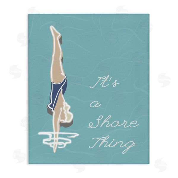 stupell industries Jen Bucheli | It�s a Shore Thing Swimming Pun Woman Diving Wall Art
