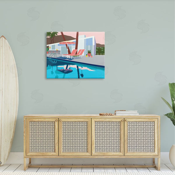 Stupell Industries Jen Bucheli | Modern Tropical Vacation Home Poolside Lounge Chairs Wall Art