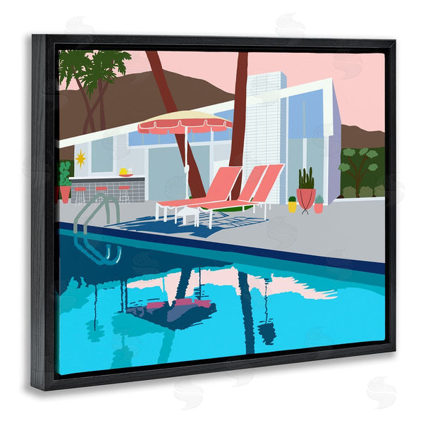 Stupell Industries Jen Bucheli | Modern Tropical Vacation Home Poolside Lounge Chairs Wall Art