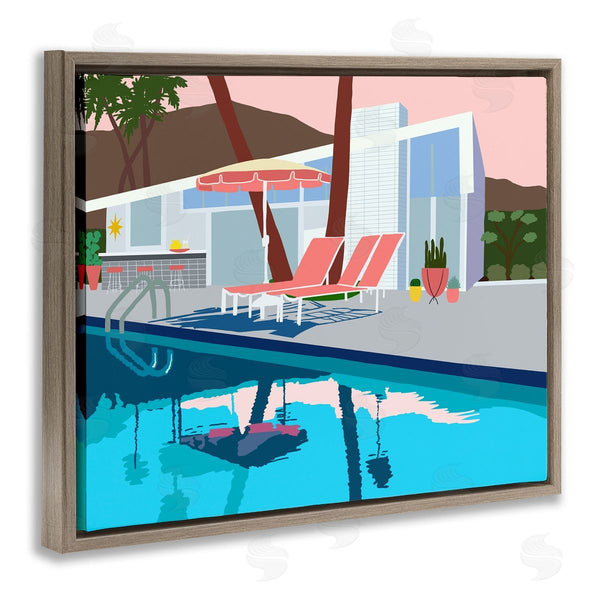 Stupell Industries Jen Bucheli | Modern Tropical Vacation Home Poolside Lounge Chairs Wall Art