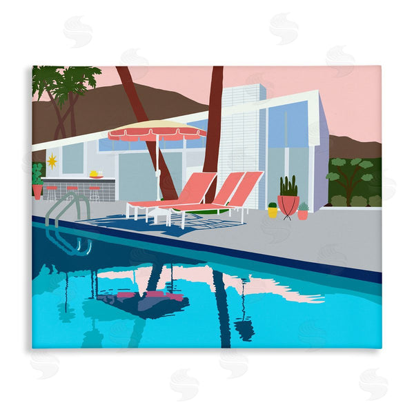 stupell industries Jen Bucheli | Modern Tropical Vacation Home Poolside Lounge Chairs Wall Art