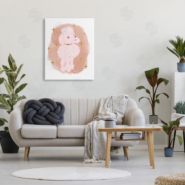 Stupell Industries Jen Bucheli | Posh Pink Poodle Glam Stars Fluffy Pet Dog Wall Art