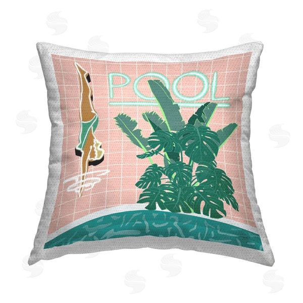 Stupell Industries Jen Bucheli | Retro Diving Pool Printed Throw Pillow