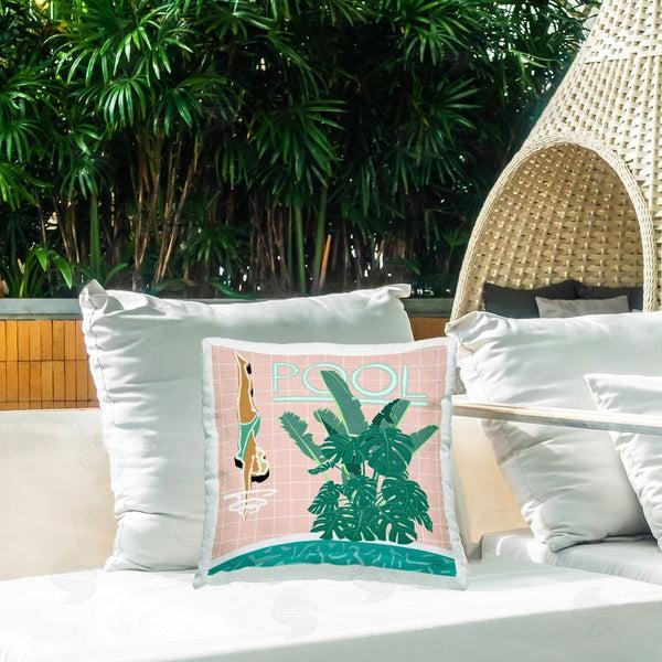 Stupell Industries Jen Bucheli | Retro Diving Pool Printed Throw Pillow